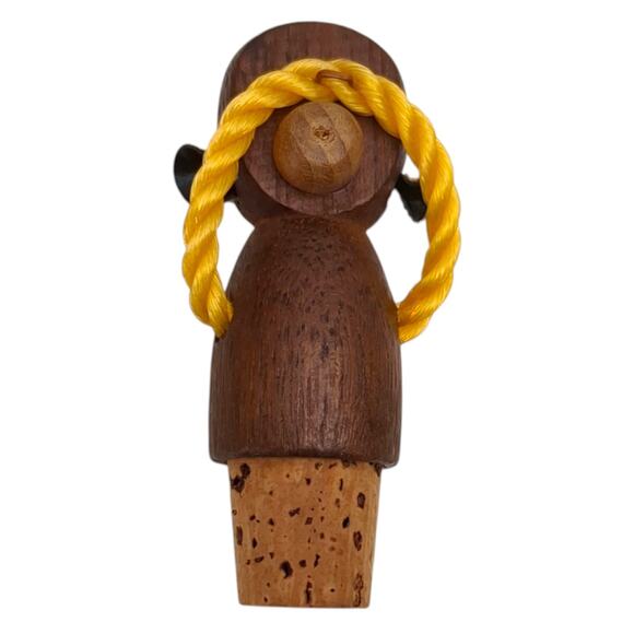 4 Wise Monkeys Wood Wine Set Stopper Corkscrew Bottle & Can Opener MCM Vintage - Picture 8 of 9